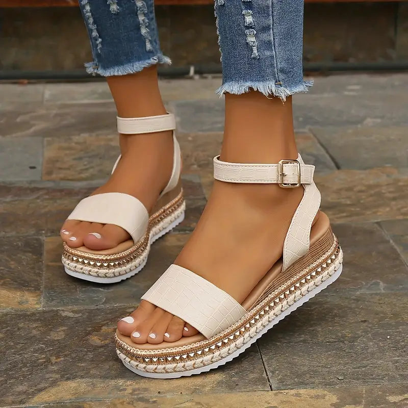Straps Buckle Wedge Sandals