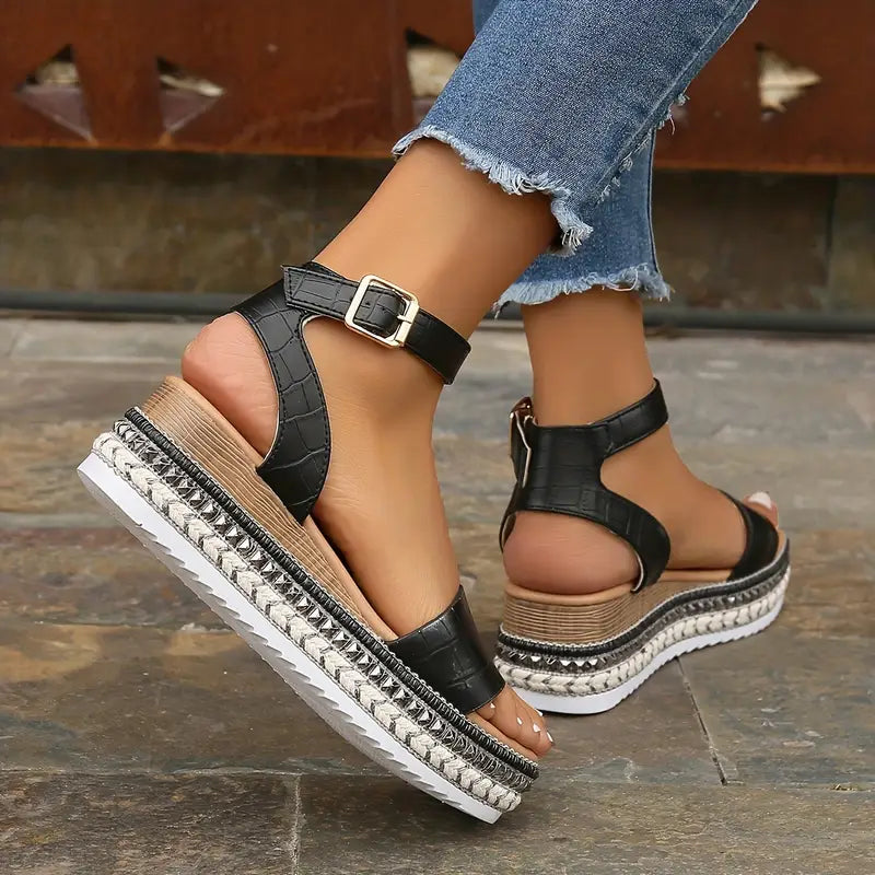 Straps Buckle Wedge Sandals