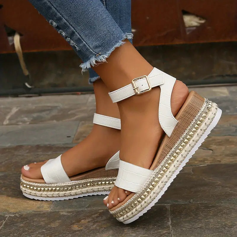 Straps Buckle Wedge Sandals