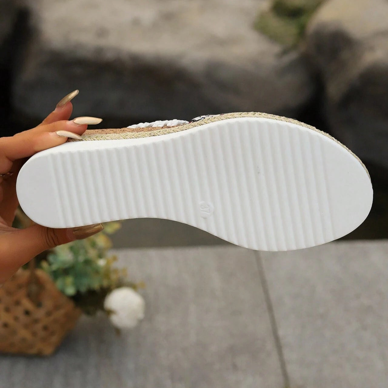 Straw Woven Wedge Sandals