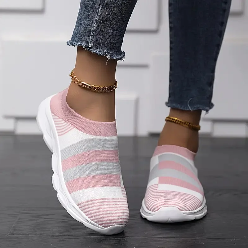 Striped Socks Slip On Trainer — Cloud Slides