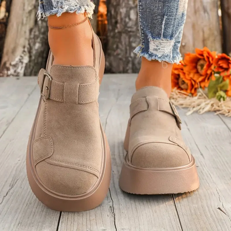 Velvet Suede Lift Buckle Platforms
