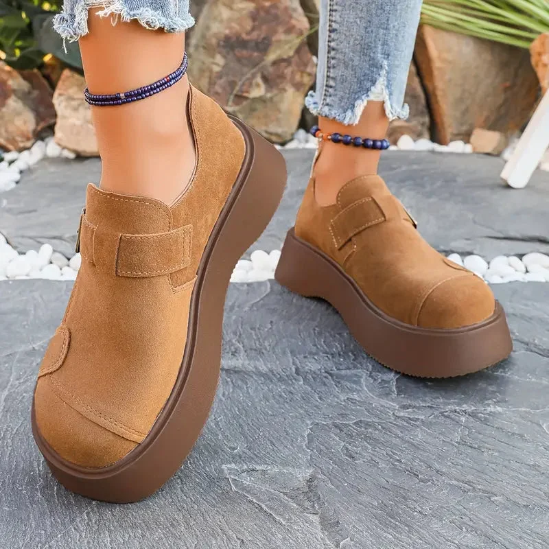 Velvet Suede Lift Buckle Platforms