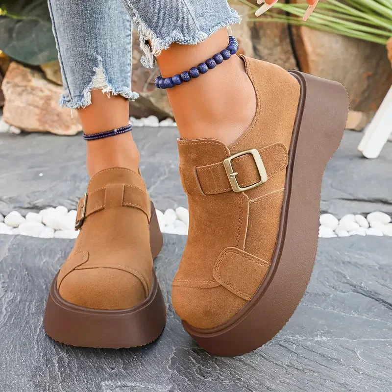 Velvet Suede Lift Buckle Platforms