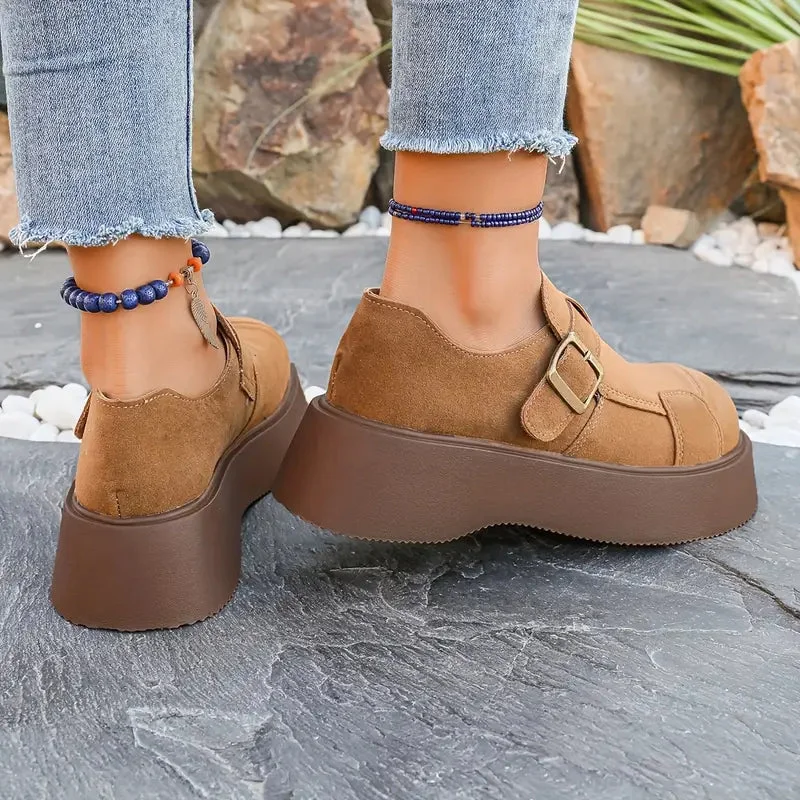 Velvet Suede Lift Buckle Platforms