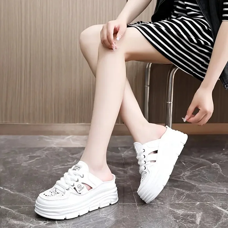 White Backless Shoes — Cloud Slides