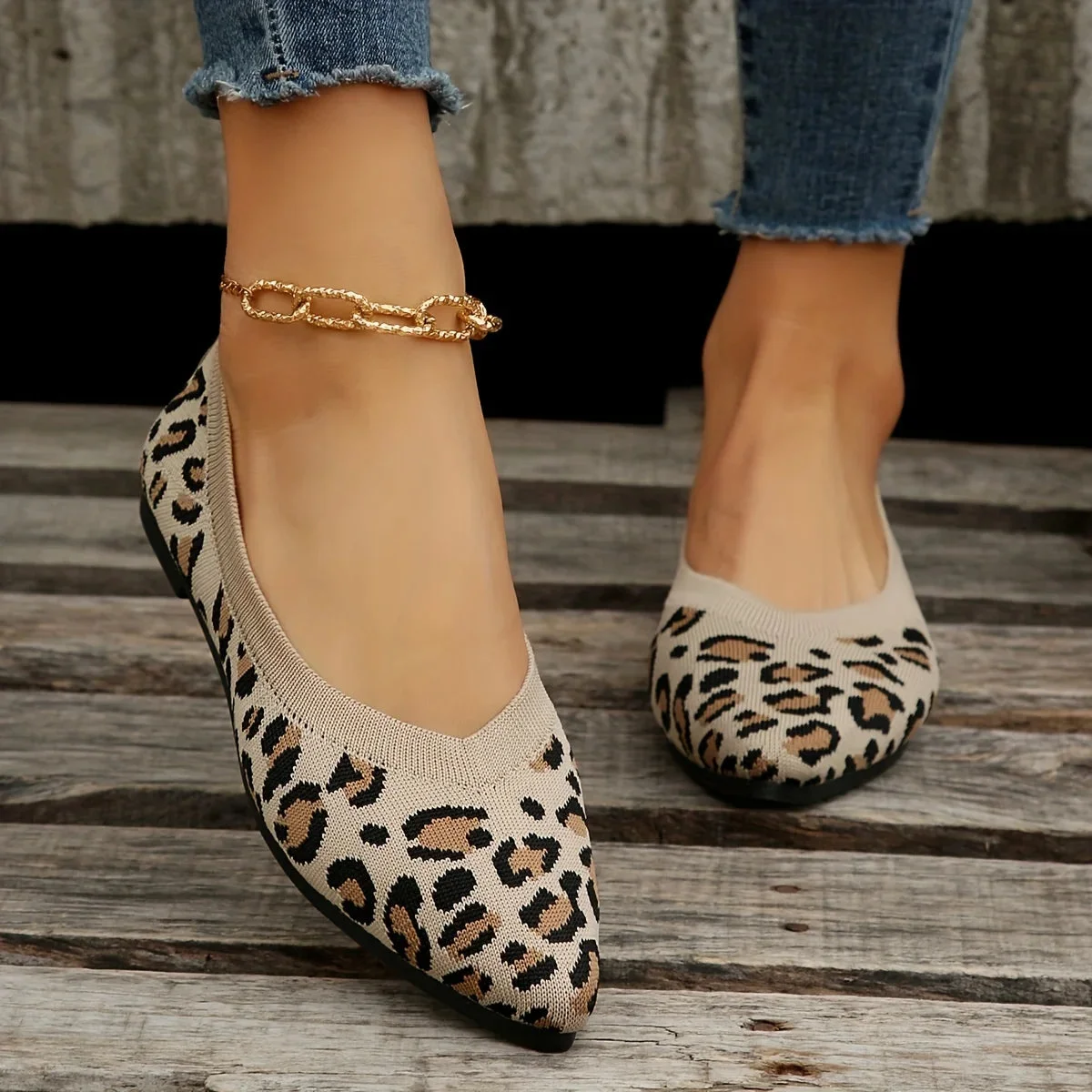 Zebby Leopard Pointed Flat — Cloud Slides