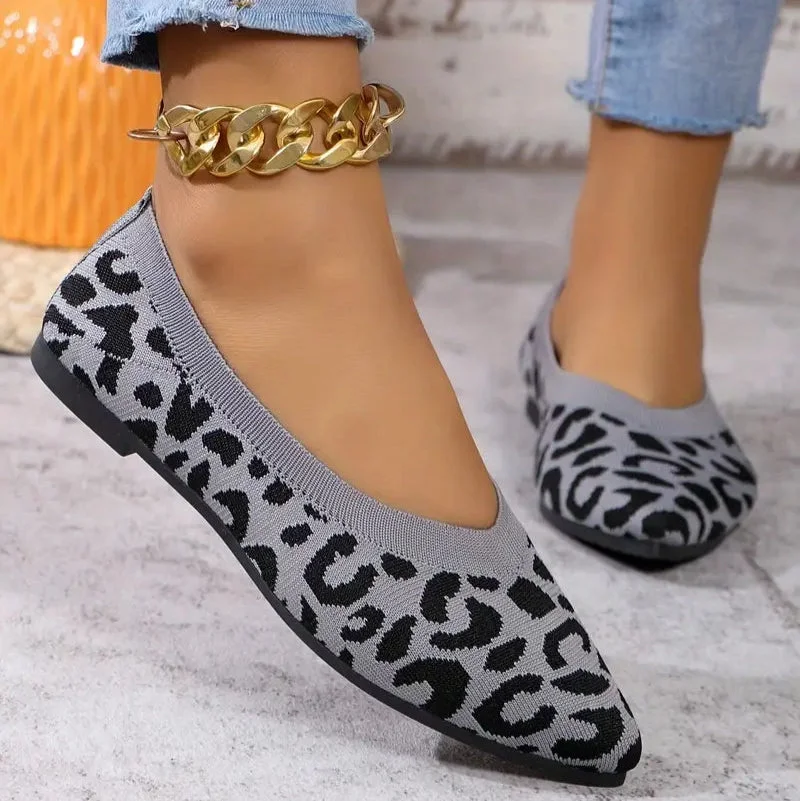 Zebby Leopard Pointed Flat