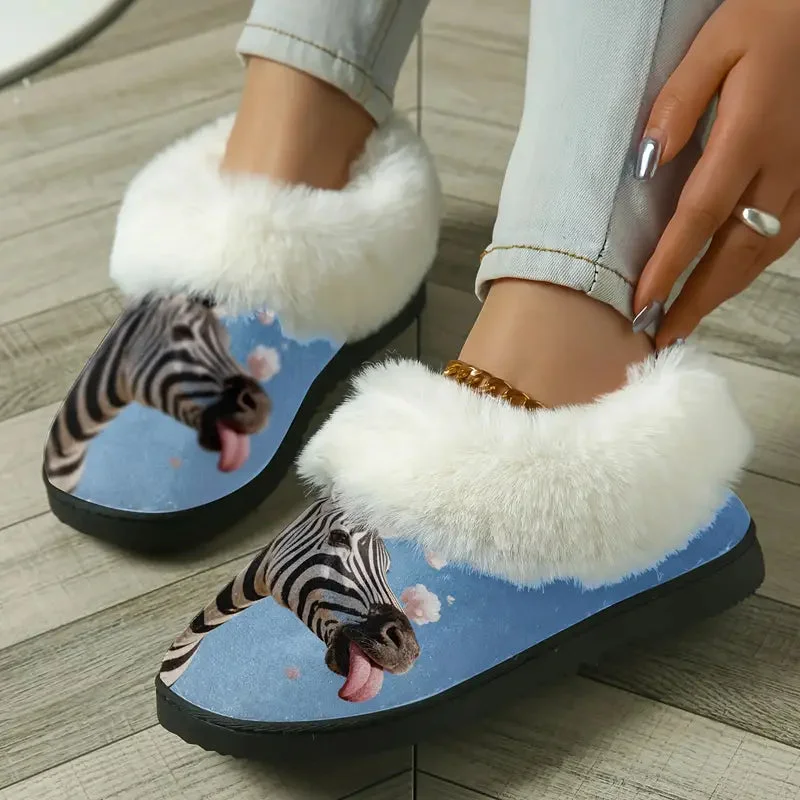 Zebra Cozy Slippers — Cloud Slides