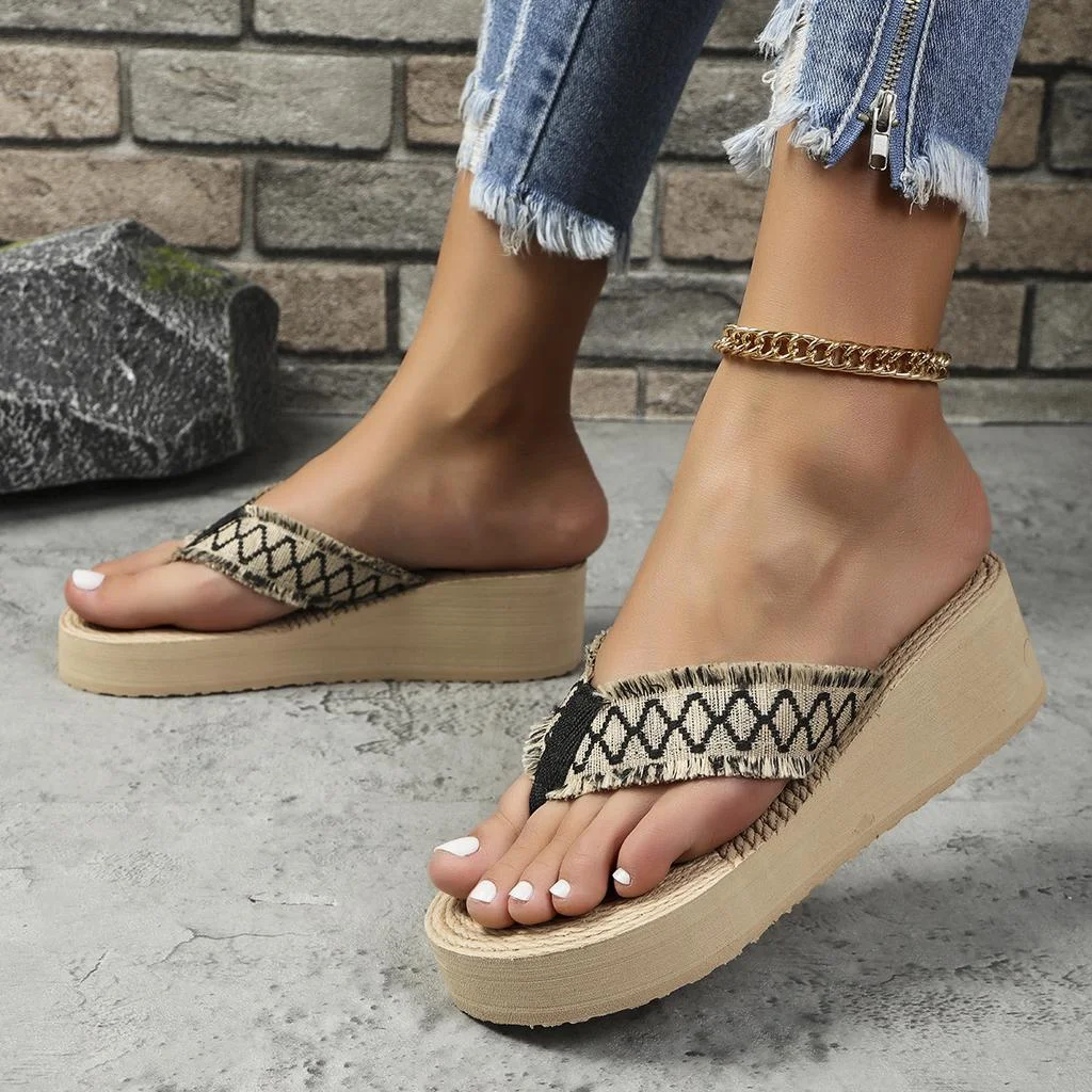 Zora Woven Wedges — Cloud Slides